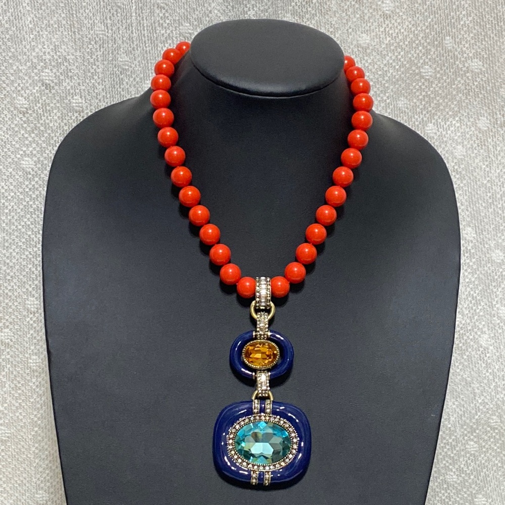 *SOLD*Heidi Daus "Super Chic"  Swarovski Crystal Enamel Bead Necklace & Earrings - Picture 3 of 12